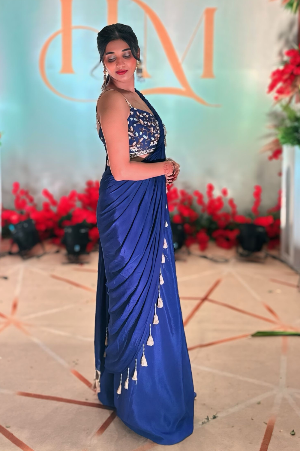 Midnight Sapphire Pre-Draped Saree5