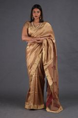Gold Chevron Chanderi Tissue SareeIMG_4696