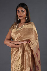 Gold Chevron Chanderi Tissue SareeIMG_4697