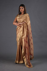 Gold Chevron Chanderi Tissue SareeIMG_4698