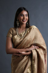 Gold Chevron Chanderi Tissue SareeIMG_4702