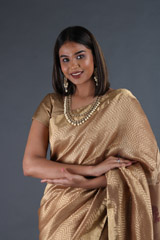 Gold Chevron Chanderi Tissue SareeIMG_4703