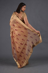 Gold Chevron Chanderi Tissue SareeIMG_4709