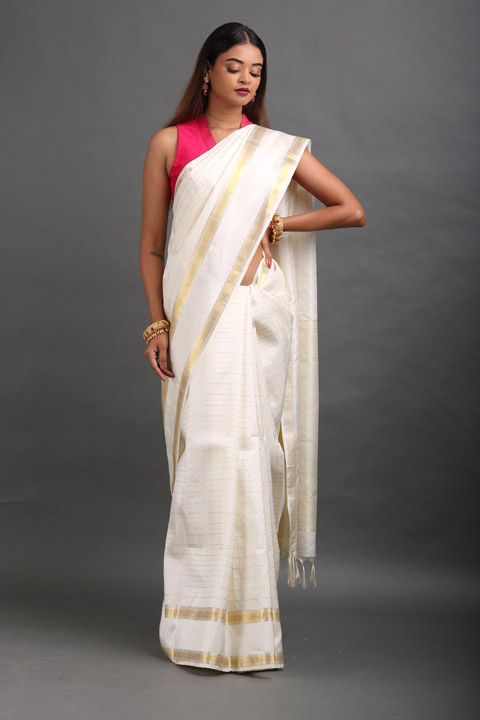 White Silk Saree