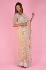 Peach Net Embroidered SareeDSC09567