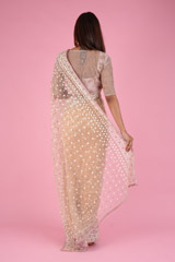 Peach Net Embroidered SareeDSC09576