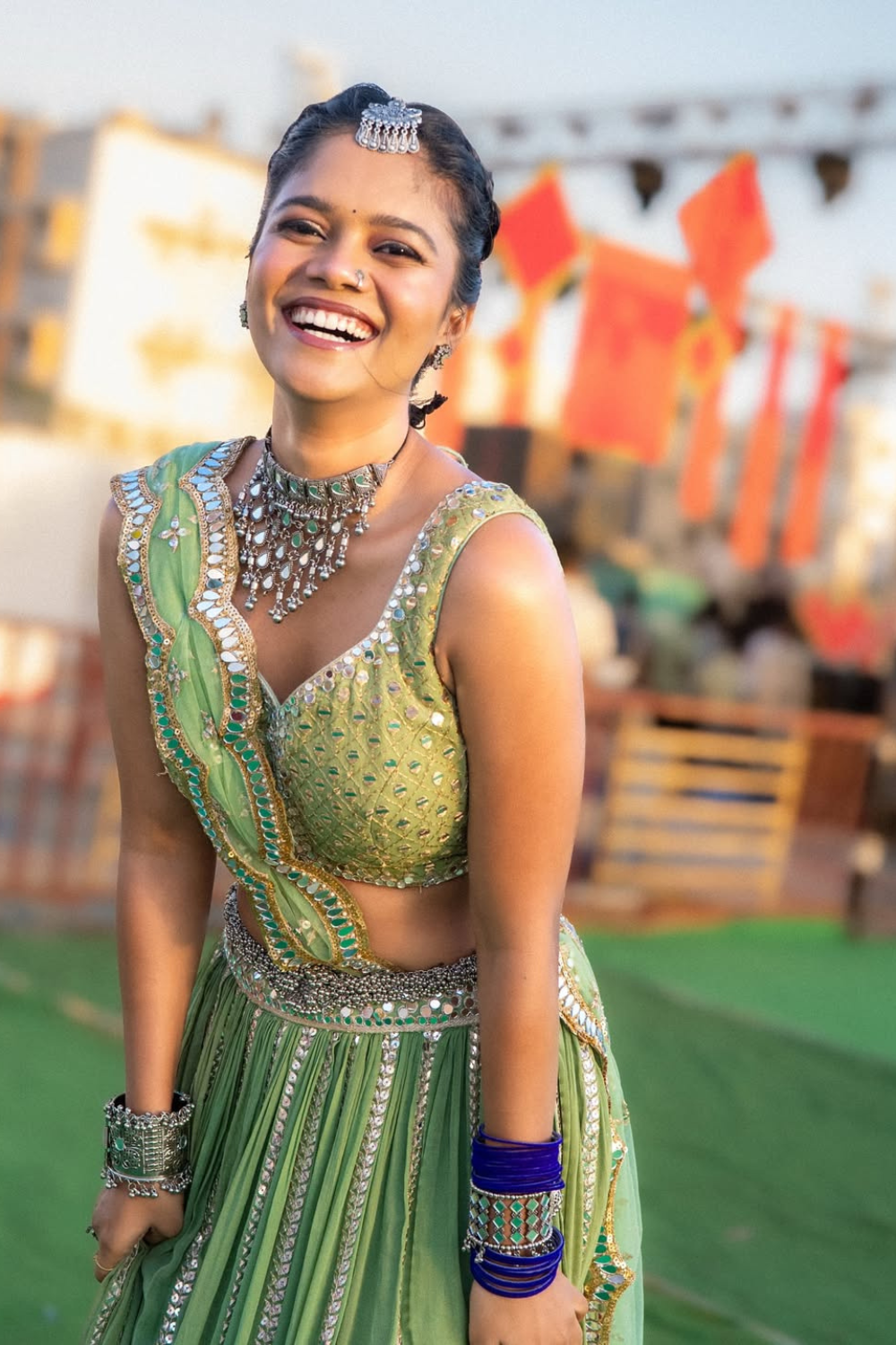 Mint Green Mirror and Sequinned Lehenga10