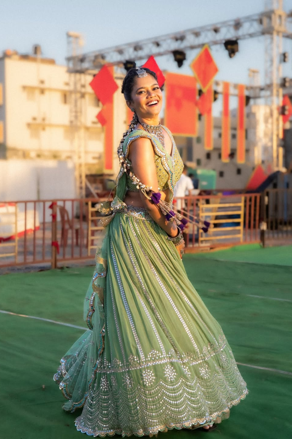 Mint Green Mirror and Sequinned Lehenga13