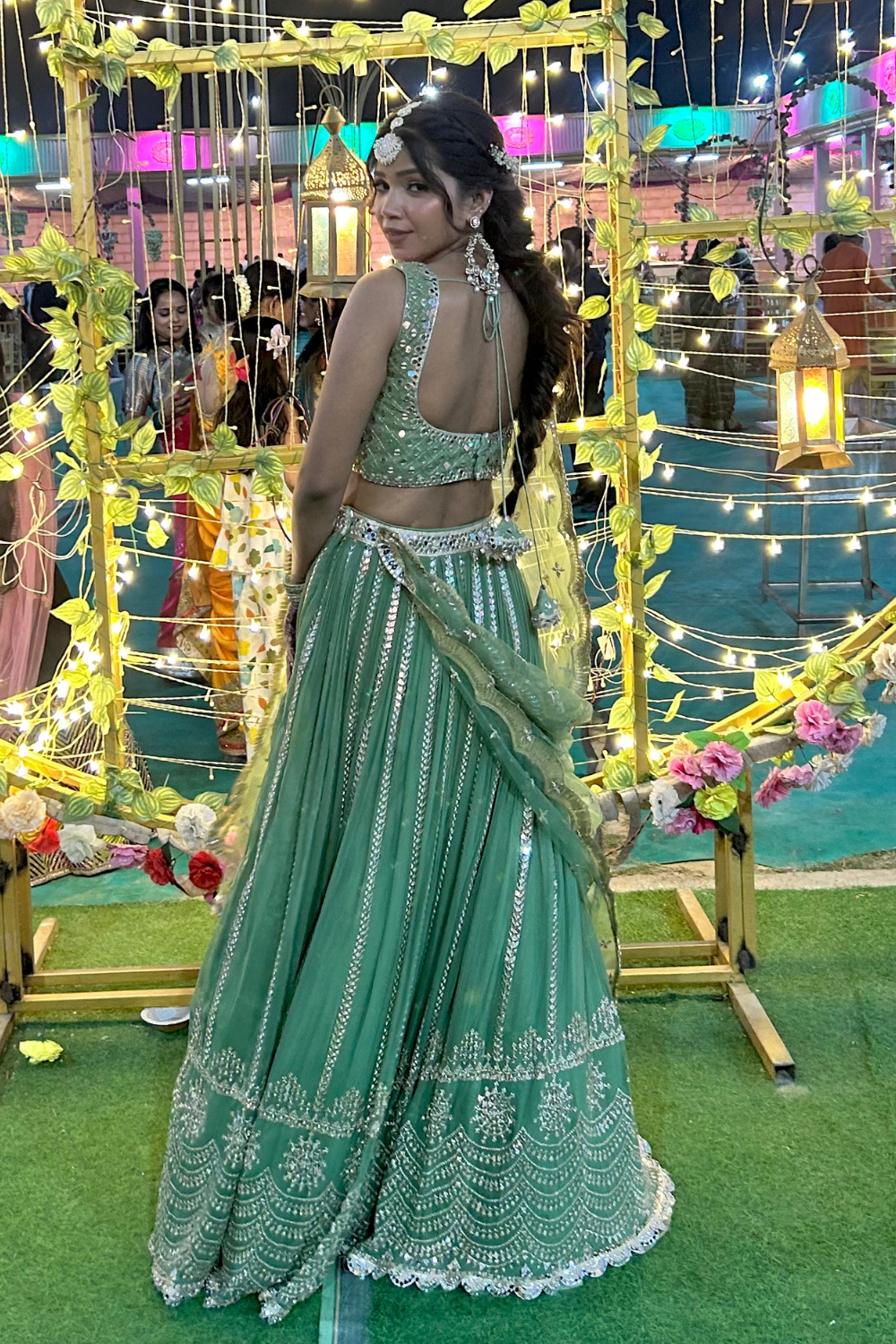 Mint Green Mirror and Sequinned Lehenga2