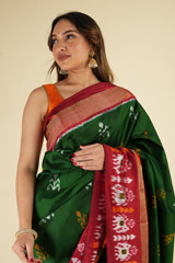 Green  Orange Silk SareeDSC06284