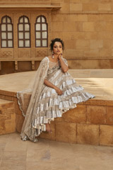 Silver Tiered Lehenga