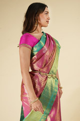 Pink and Green Silk SareeDSC06302