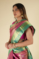 Pink and Green Silk SareeDSC06304