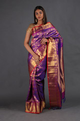 Purple Checkered Silk SareeIMG_4607