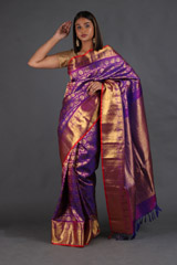 Purple Checkered Silk SareeIMG_4608