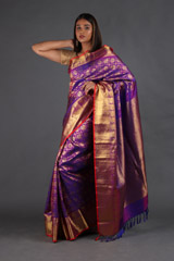 Purple Checkered Silk SareeIMG_4609