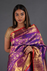 Purple Checkered Silk SareeIMG_4612