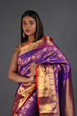 Purple Checkered Silk SareeIMG_4613