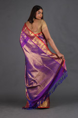 Purple Checkered Silk SareeIMG_4617