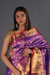 Purple Checkered Silk SareeIMG_4647