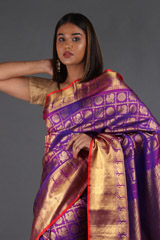 Purple Checkered Silk SareeIMG_4649