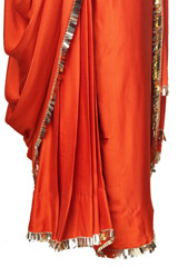 Orange Cotton  Satin  Saree12