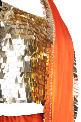 Orange Cotton  Satin  Saree