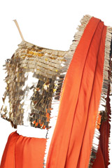 Orange Cotton  Satin  Saree7