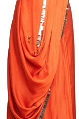 Orange Cotton  Satin  Saree8