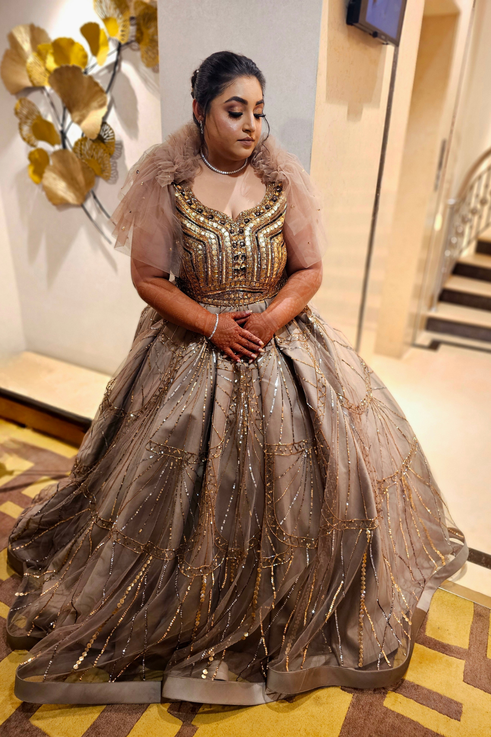 Champagne Stardust Embellished Couture Gown2