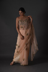 Peach Organza SareeADL00845