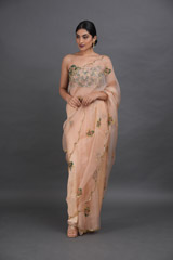Peach Organza SareeADL00850