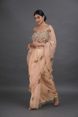 Peach Organza SareeADL00854