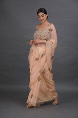 Peach Organza SareeADL00857