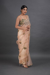 Peach Organza SareeADL00864