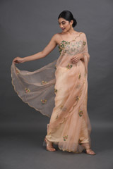 Peach Organza SareeADL00870