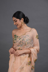 Peach Organza SareeADL00876