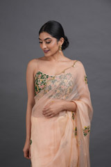 Peach Organza SareeADL00878
