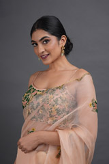 Peach Organza SareeADL00883