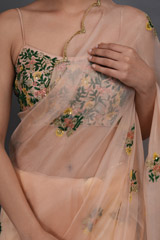 Peach Organza SareeADL00884