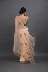 Peach Organza SareeADL00893