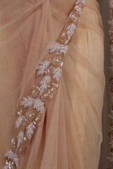 Peach Pearl Net Belt SareeIMG_3403