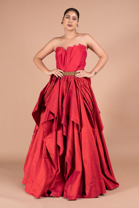 Red Strapless Gown