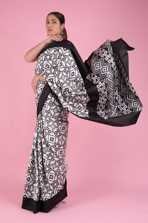White And Black Saree