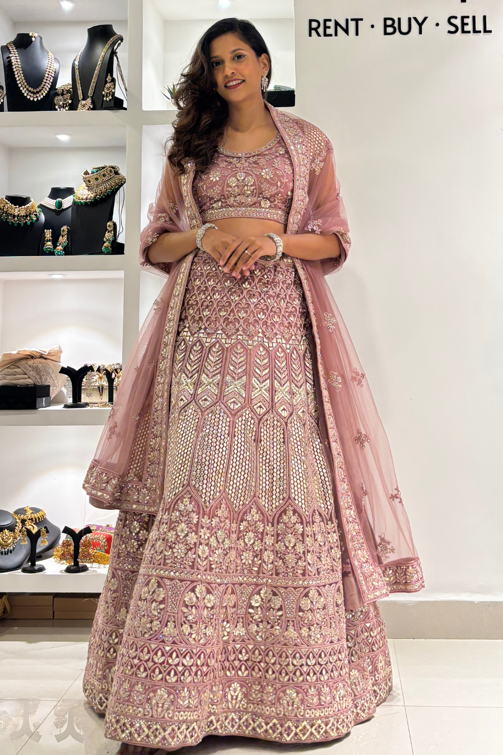 Salmon Pink Lehenga set With Silver Gotta Patti Embroidery