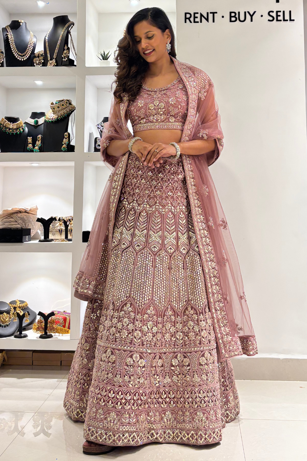 Salmon Pink Lehenga set With Silver Gotta Patti Embroidery2