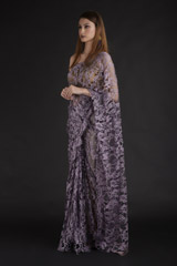 Lilac Lace Saree_DTR2213