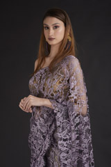 Lilac Lace Saree_DTR2214