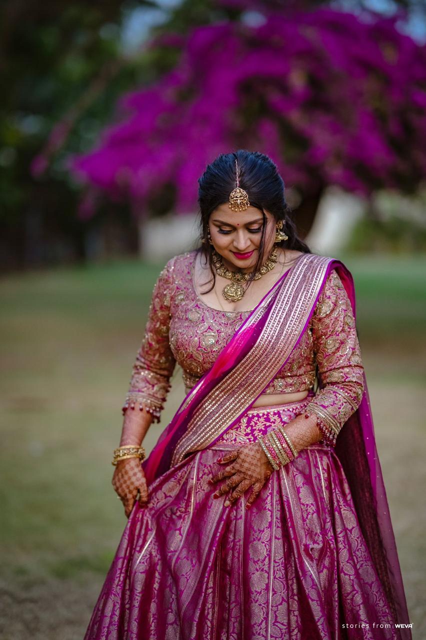 Magenta Brocade Bridal Lehenga1