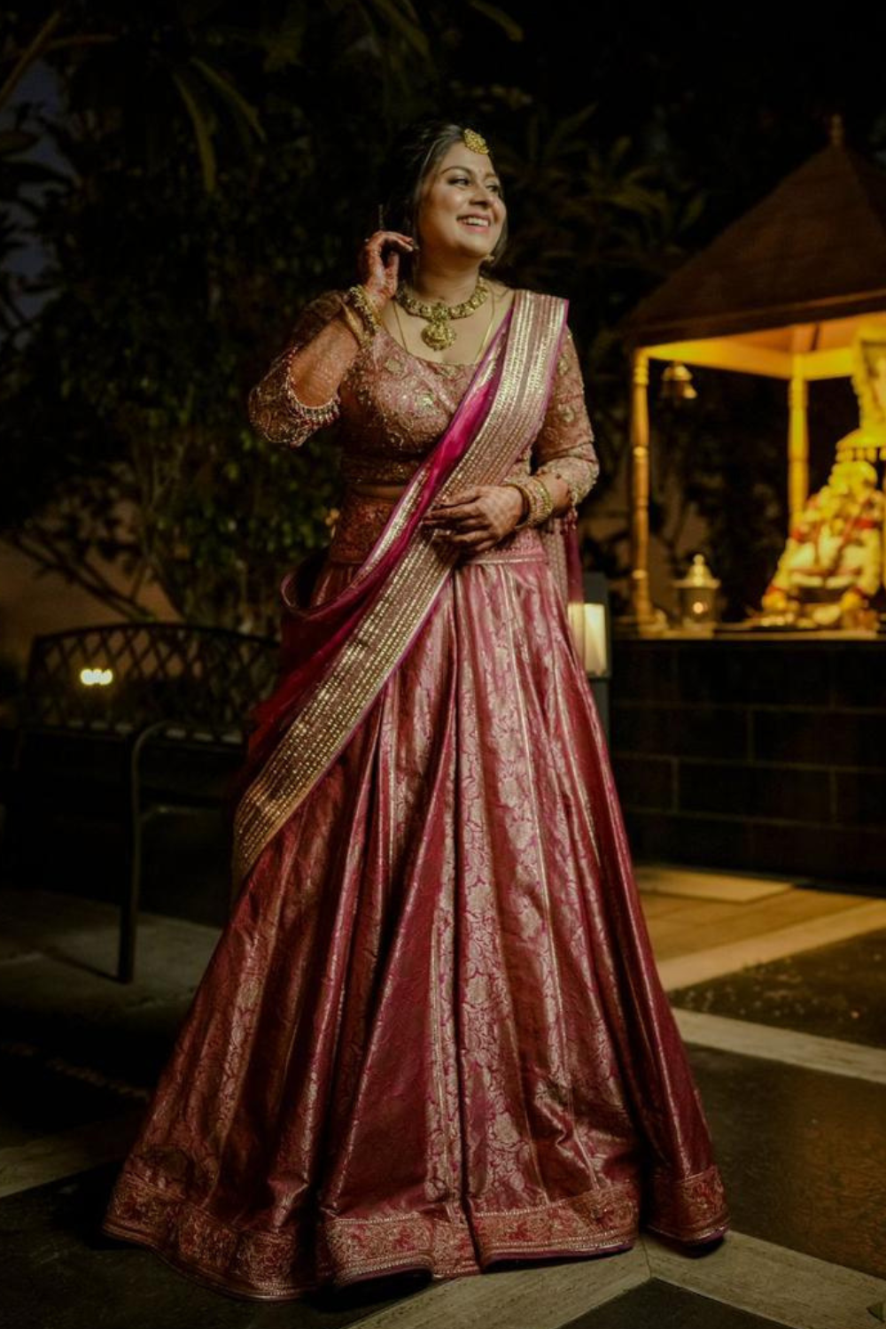 Magenta Brocade Bridal Lehenga